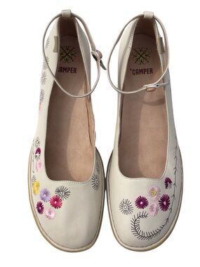 Camper White Wedge Heel Mary Jane Shoe Size 42
